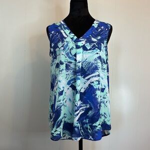 Rose & Olive Women’s Blue and White Sleeveless Top